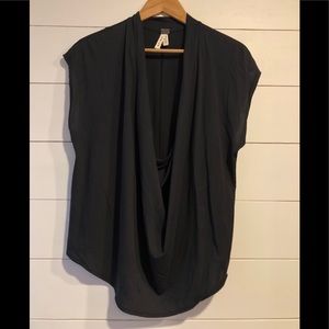 We The Free Sz Large Black Drape Front Top
